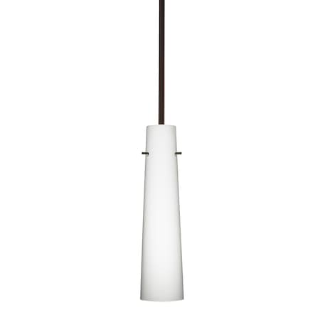 Besa Lighting Camino Stem Pendant, Opal Matte, Bronze Finish, 1x50W Candelabra 1TT-567407-BR